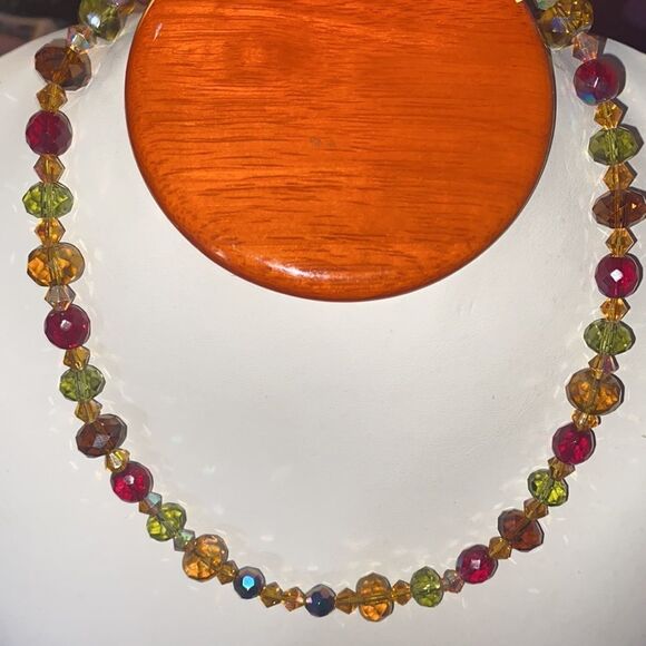 Vintage Earth Tone Faceted Crystals Necklace - Picture 1 of 8